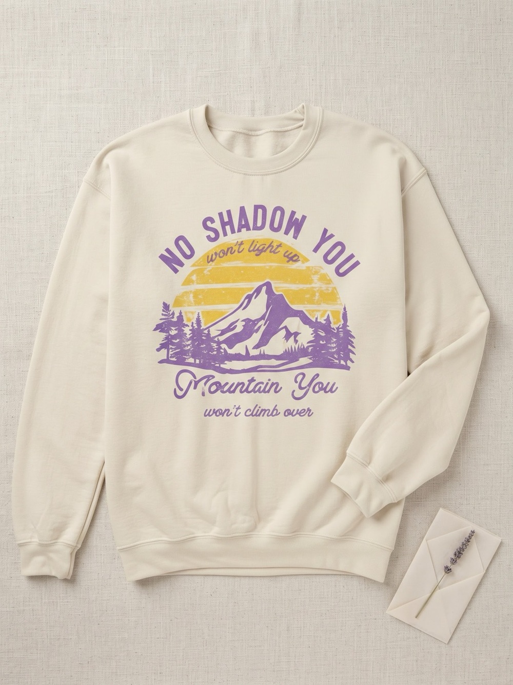 Reckless Love Cory Asbury Crewneck Sweatshirt Purple Mountain & Gold Sun Graphic